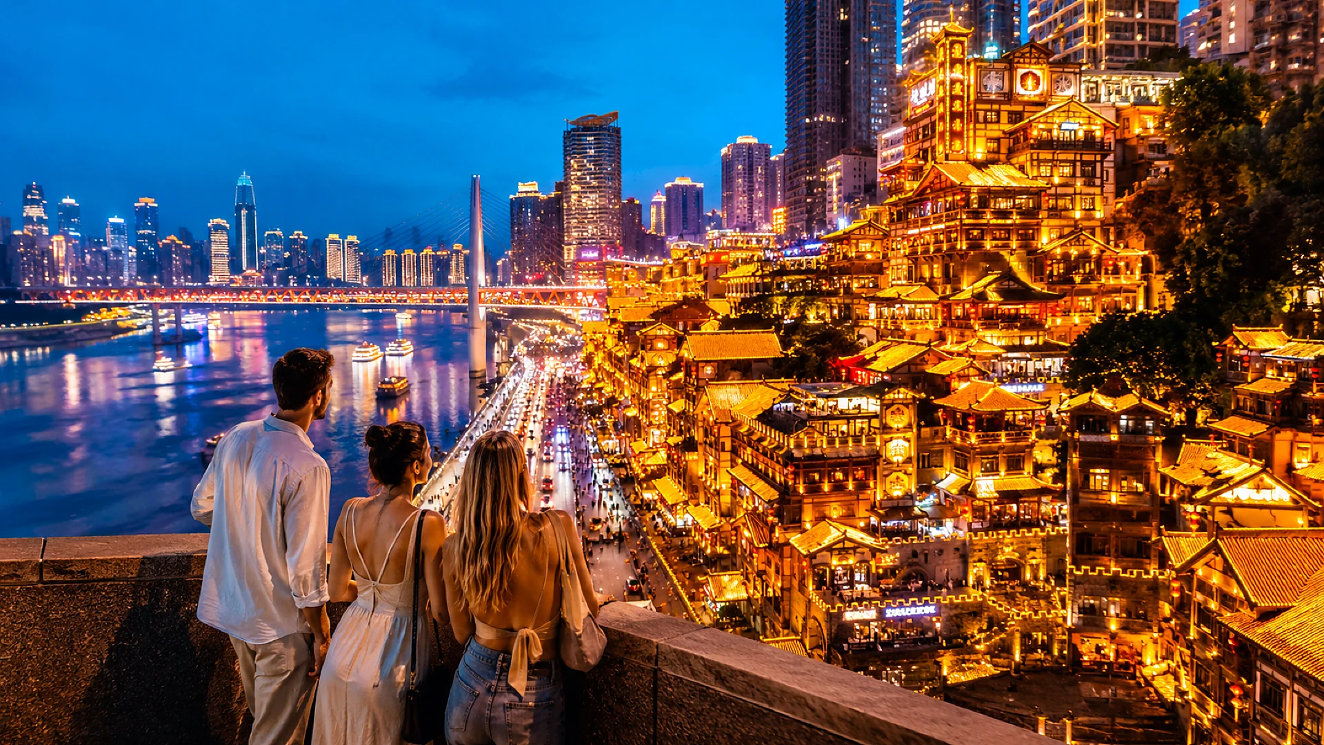 Chongqing 8D Mountain City Day Tour | Hongya Cave + Yangtze River Cable Car + Liziba + Ciqikou Product Image