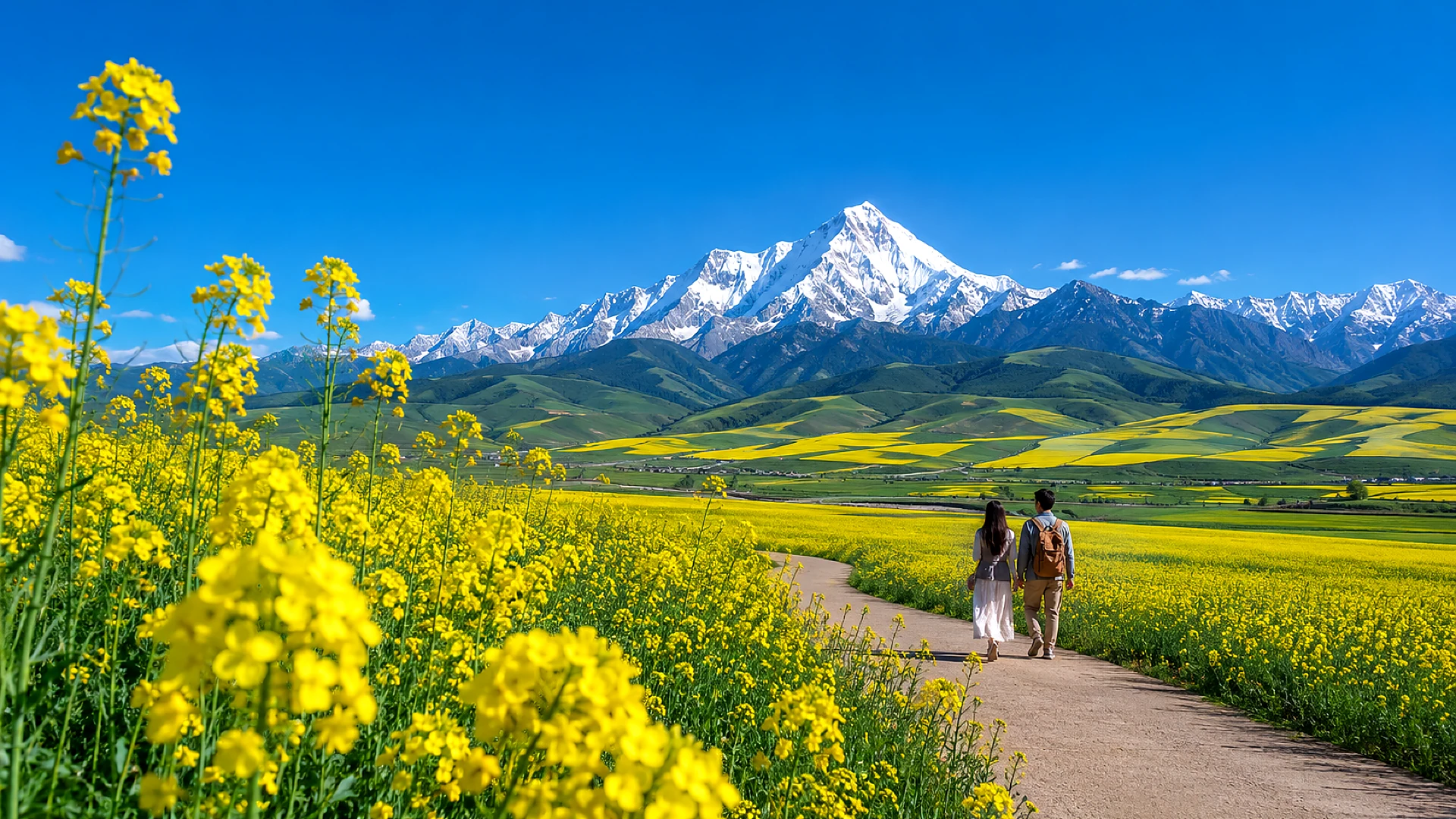 【July Limited · Snow Mountain Flower Sea】Xining Round-trip Menyuan Rapeseed Flower Sea + Gangshika Snow Peak One-day Tour Product Image