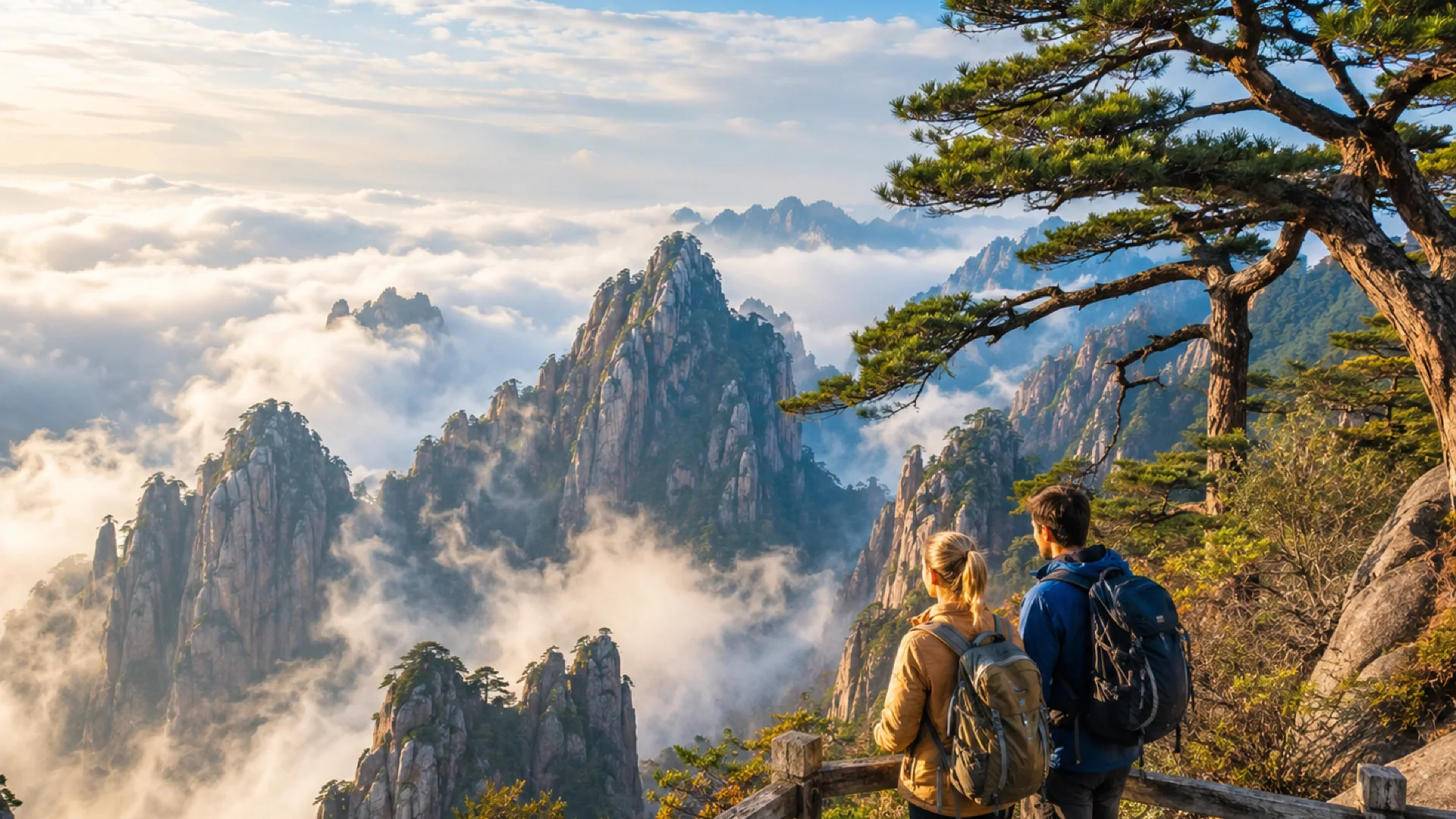 Huangshan Cloud-Top Wonders Private Day Tour · Yun Valley to Yuping · Welcome Guest Pine and Bright Summit Product Image